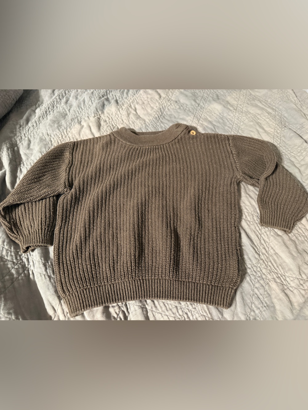 H&M Kids Ribbed Crewneck Sweater in Taupe-Brown